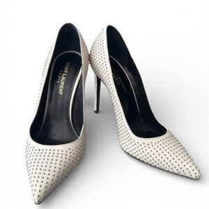 Saint Laurent White Studded Heels